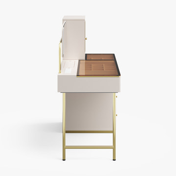 Cassandra Common Luxury Beige Vanity Table with Adjustable Mirror and Storage
