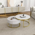 Cassandra Common Luxury Nesting Round Coffee Table with Drawers