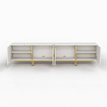 Cassandra Common Luxury Off White Large Media Console 86.7 inch TV Stand with Storage