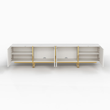 Cassandra Common Luxury Off White Large Media Console 86.7 inch TV Stand with Storage