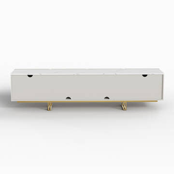 Cassandra Common Luxury Off White Large Media Console 86.7 inch TV Stand with Storage