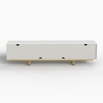 Cassandra Common Luxury Off White Large Media Console 86.7 inch TV Stand with Storage