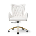 Sophie Common Luxury White Leather Ergonomic Office Chair with Adjustable Height and Swivel