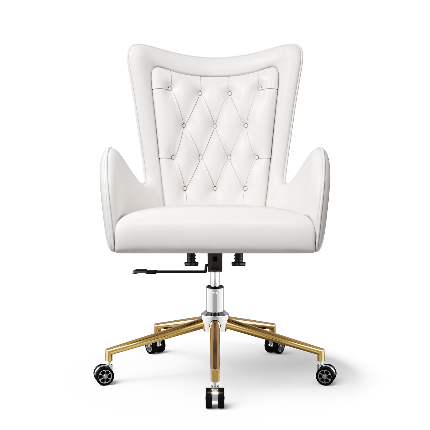 Sophie Common Luxury White Leather Ergonomic Office Chair with Adjustable Height and Swivel