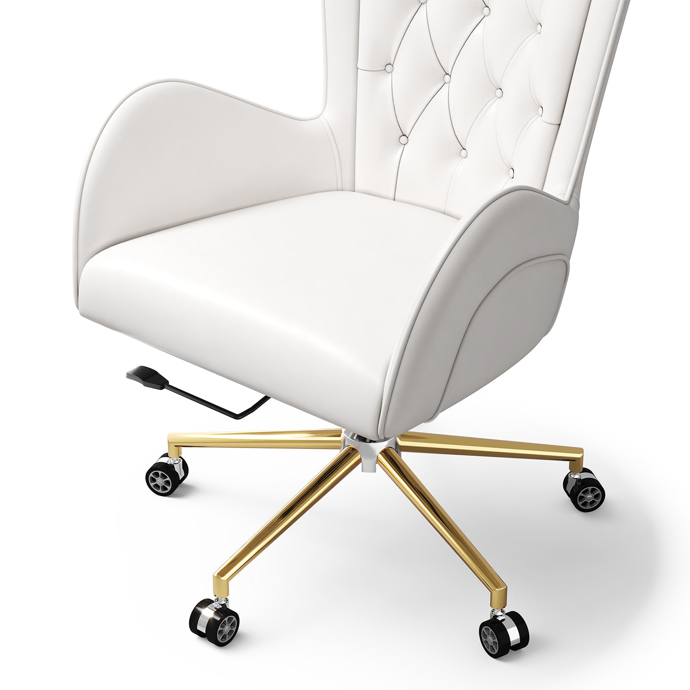 Sophie Common Luxury White Leather Ergonomic Office Chair with Adjustable Height and Swivel