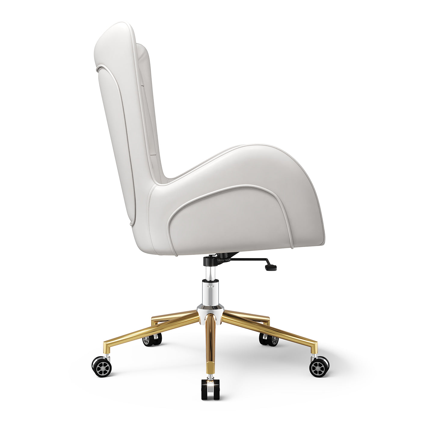 Sophie Common Luxury White Leather Ergonomic Office Chair with Adjustable Height and Swivel