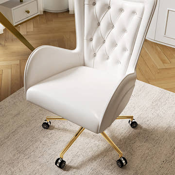 Sophie Common Luxury White Leather Ergonomic Office Adjustable Height Swivel Chair
