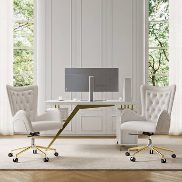 Sophie Common Luxury White Leather Ergonomic Office Adjustable Height Swivel Chair