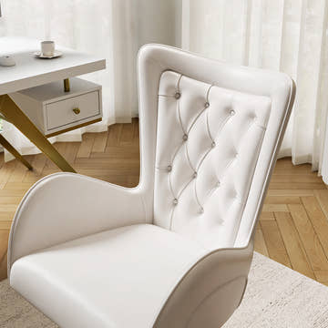 Sophie Common Luxury White Leather Ergonomic Office Adjustable Height Swivel Chair