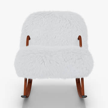 Miya Japandi White Plush Nursery Rocking Chair with Home Living  Accents