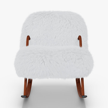 Miya Japandi White Plush Nursery Rocking Chair with Home Living  Accents