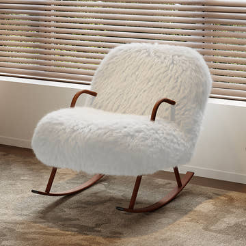 Miya Japandi White Plush Nursery Rocking Chair with Home Living  Accents