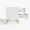 Sophie Common Luxury White 2-Drawer Nightstand with V-Shaped Facet & Gold Pulls