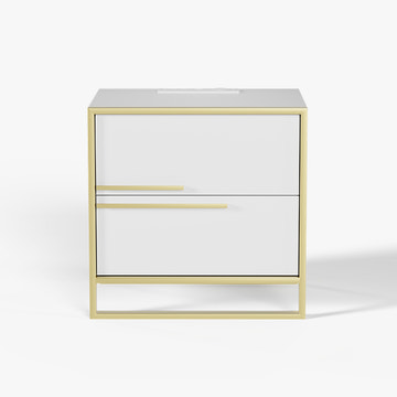 Cassandra Common Luxury White Lacquer Square Nightstand