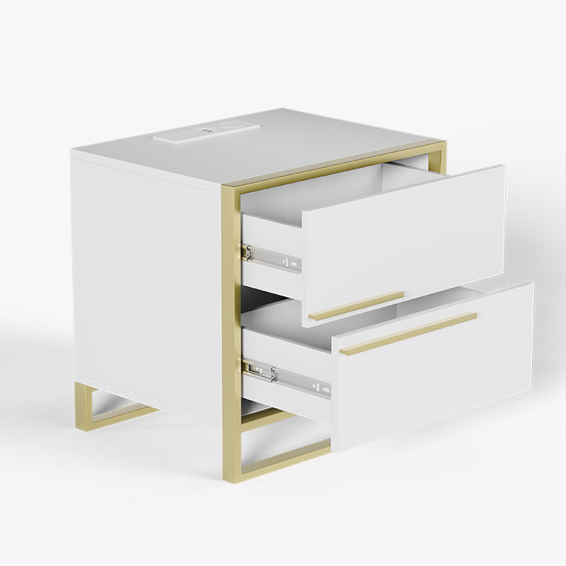 Cassandra Common Luxury White Lacquer Square Nightstand