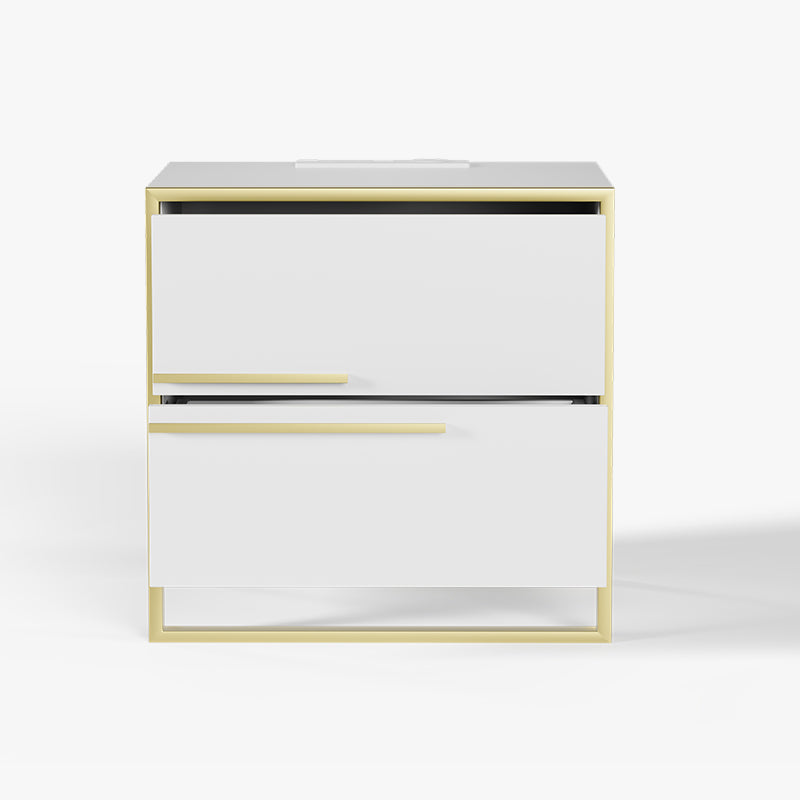 Cassandra Common Luxury White Lacquer Square Nightstand