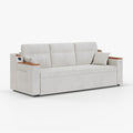 Miya Japandi Linen Sleeper Sofa with Trundle & USB Port