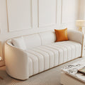 Sophie Common Luxury Off White 3 Seater Leather Couch with Gold Legs