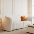 Sophie Common Luxury Off White 3 Seater Leather Couch with Gold Legs