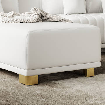 Eden Common Luxury White L Shaped PU Leather Modular Couch with Storage and Ottoman