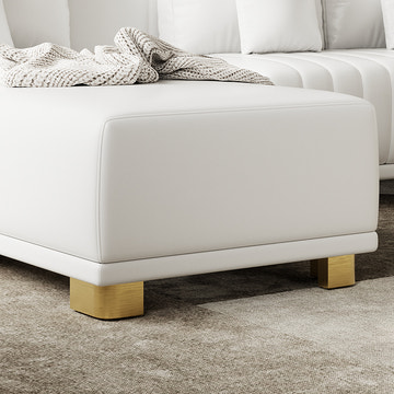 Eden Common Luxury White L Shaped PU Leather Modular Couch with Storage and Ottoman
