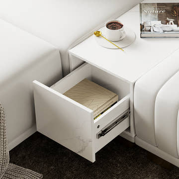 Eden Common Luxury White L Shaped PU Leather Modular Couch with Storage and Ottoman