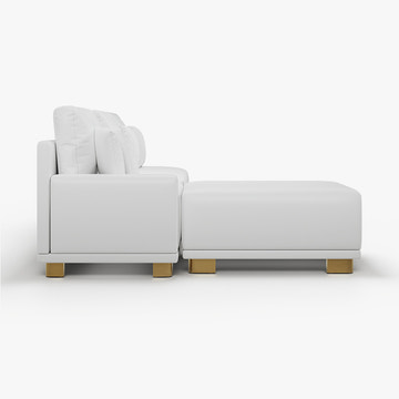 Eden Common Luxury White L Shaped PU Leather Modular Couch with Storage and Ottoman