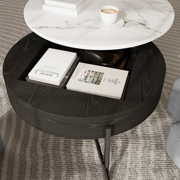 Thomas Modern Round Lift-Top Coffee Table with Storage and Ottoman