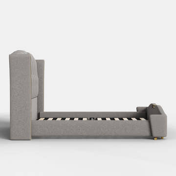 Sophie Common Luxury Tufted Grey Upholstered Wingback Platform Bed Frame Queen with Headboard