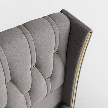 Sophie Common Luxury Tufted Grey Upholstered Wingback Platform Bed Frame Queen with Headboard