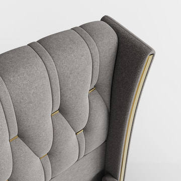 Sophie Common Luxury Tufted Grey Upholstered Wingback Platform Bed Frame Queen with Headboard