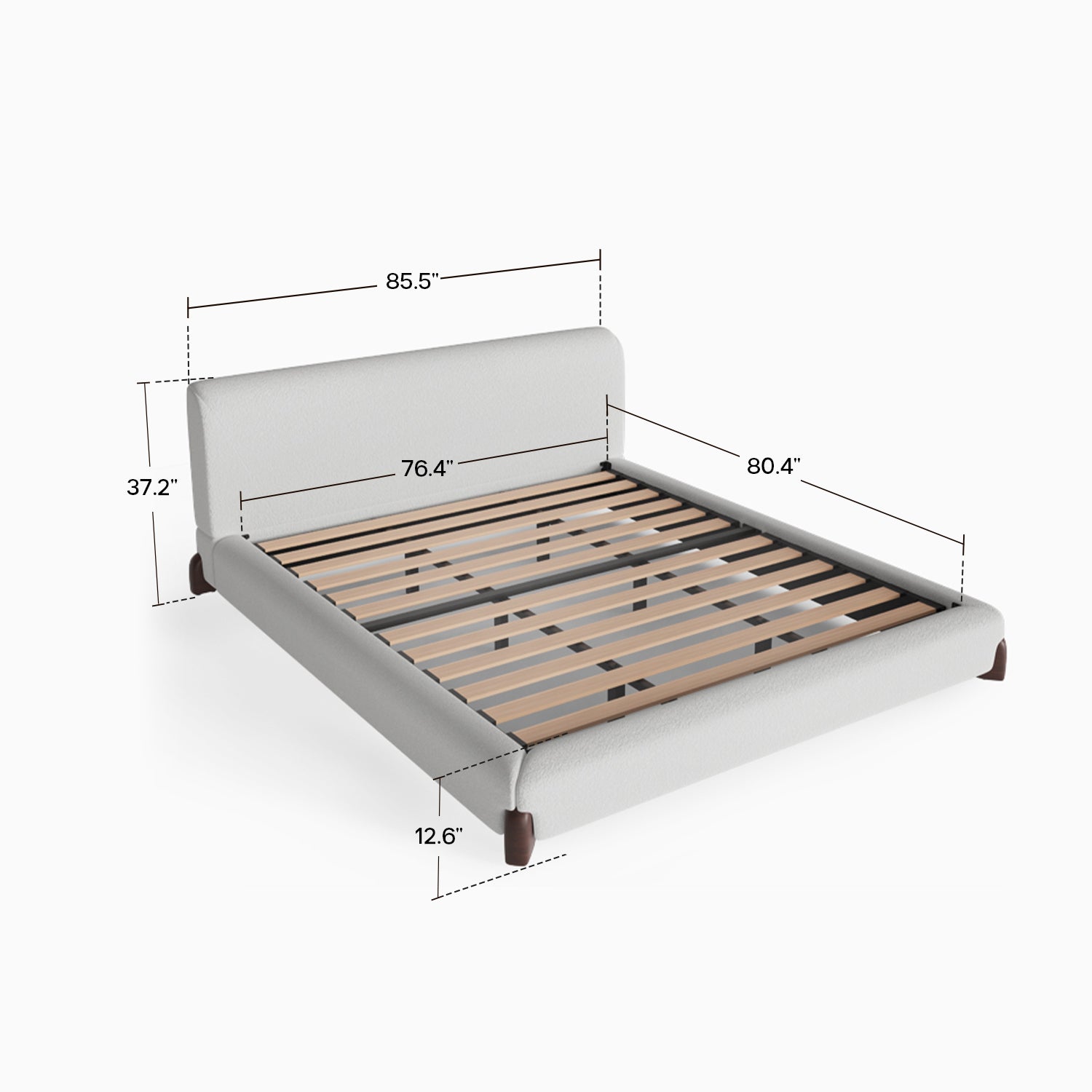 Miya Japandi King Size Upholstered Sherpa Bed Frame with Thickness Headboard
