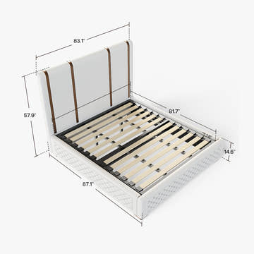 Cassandra Common Luxury PU Upholstered King Size Platform Bed Frame with Storage and Headboard