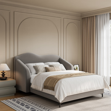 Kelly Nordic LED Light Queen Platform Bed Frame with Headboard Set with 2 Nightstands