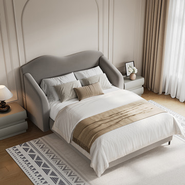 Kelly Nordic LED Light Queen Platform Bed Frame with Headboard Set with 2 Nightstands