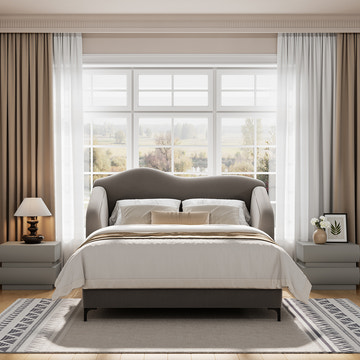 Kelly Nordic LED Light Queen Platform Bed Frame with Headboard Set with 2 Nightstands