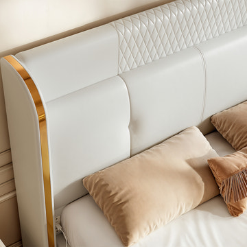 George Modern PU Leather Upholstered White Platform King Bed Frame Set with 2 Nightstands