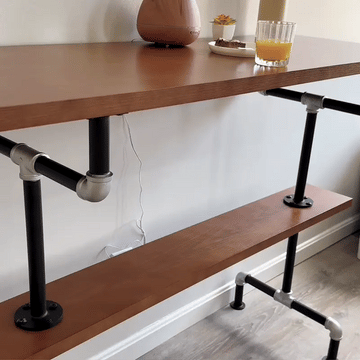 Smith Industrial Brown Wood 2-4 People Rectangular Kitchen Bar Table for Dining Room