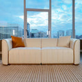 Sophie Common Luxury Off White 3 Seater Leather Couch with Gold Legs