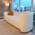 Sophie Common Luxury Off White 3 Seater Leather Couch with Gold Legs