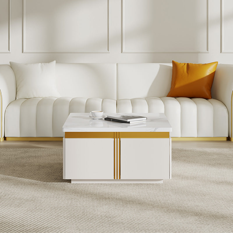 Sophie Common Luxury Small White Square Coffee Table with storage Drawers