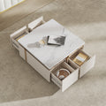 Sophie Common Luxury Small White Square Coffee Table with storage Drawers