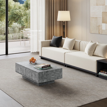 Jackson Modern Gray Rectangle Coffee Table with Storage