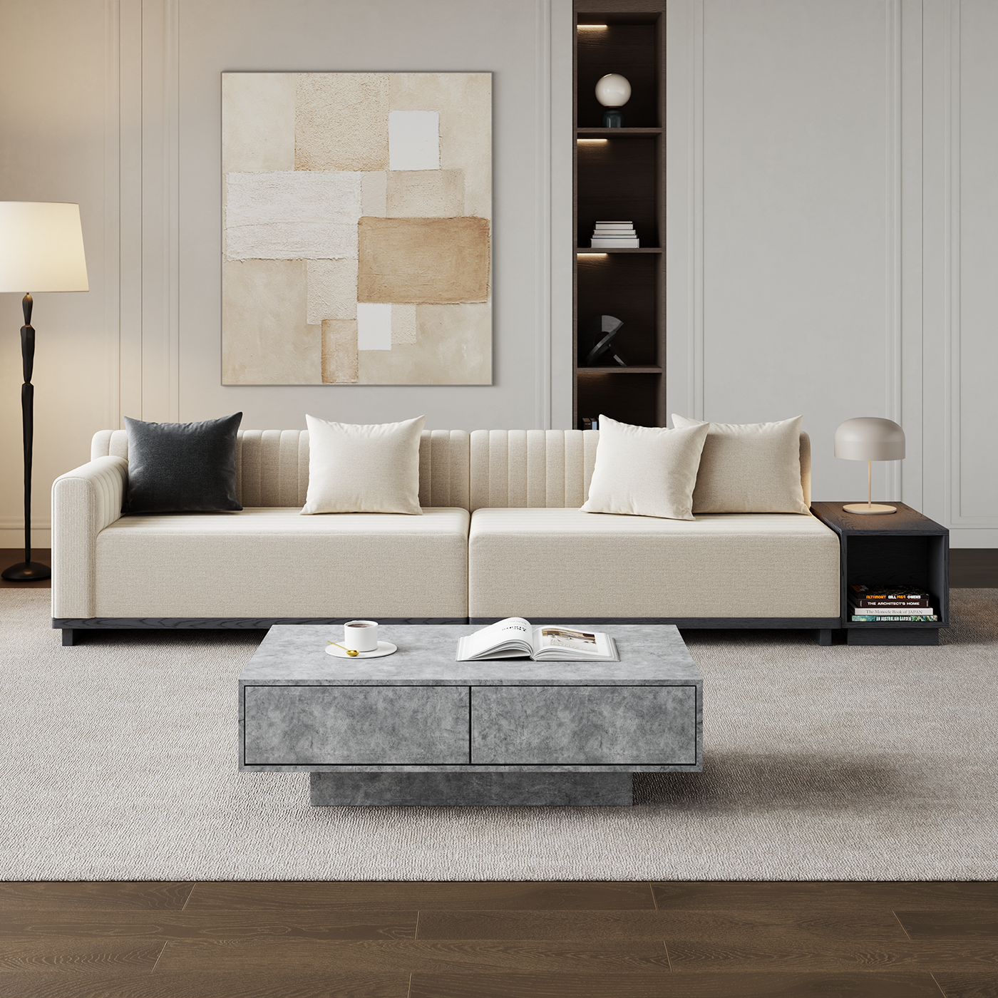 Jackson Modern Gray Rectangle Coffee Table with Storage