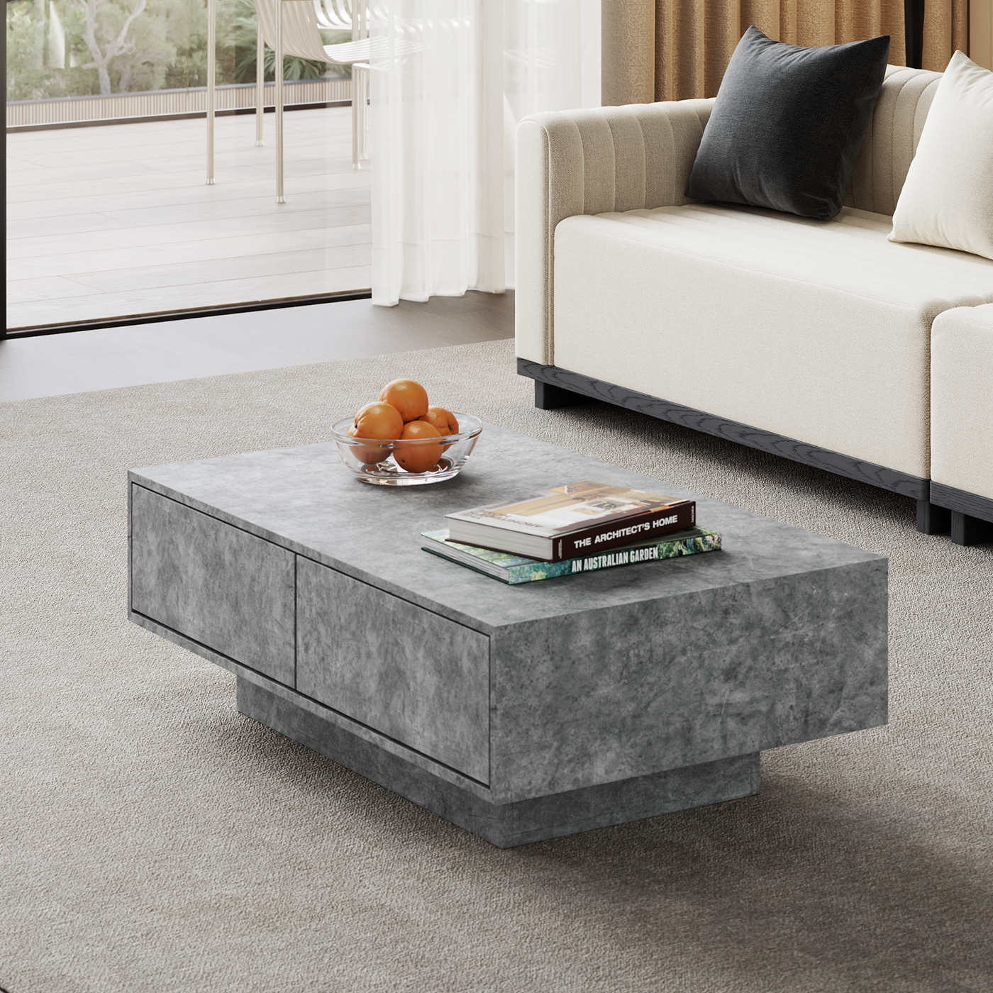 Jackson Modern Gray Rectangle Coffee Table with Storage