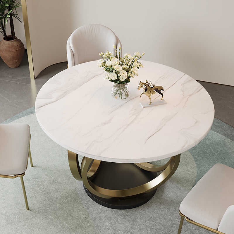 Sophie Common Luxury Small Round Dining Room Table with Metal Base