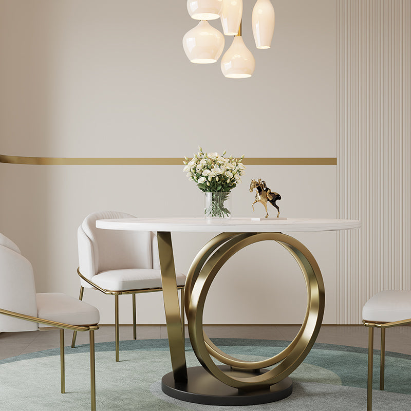 Sophie Common Luxury Small Round Dining Room Table with Metal Base