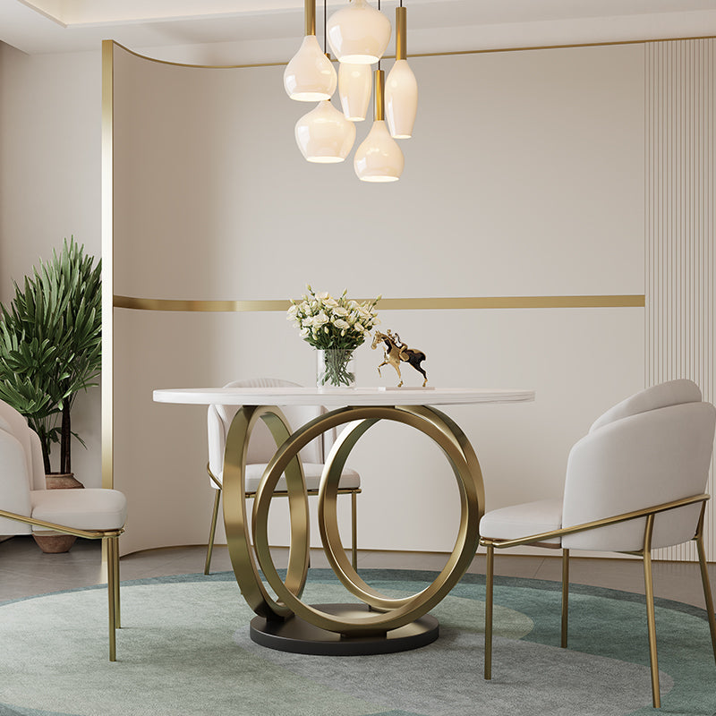 Sophie Common Luxury Small Round Dining Room Table with Metal Base