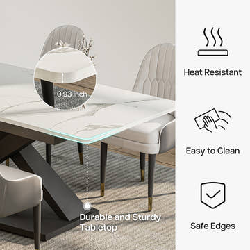 Thomas Modern Rectangular 55.2 Inch -70.9 Inch Extendable X Leg White Dining Table Set with 4 Chairs