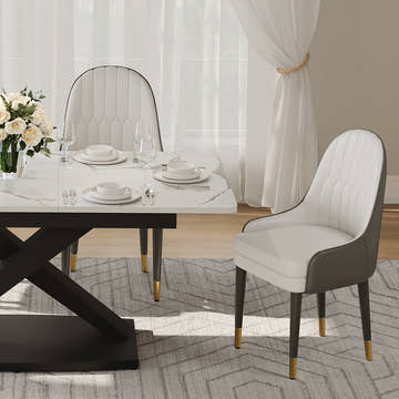 Thomas Modern Rectangular 55.2 Inch -70.9 Inch Extendable X Leg White Dining Table for 4-6 Seater